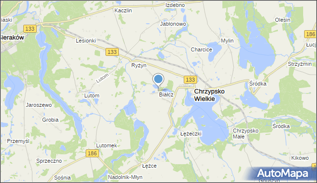 mapa Białcz, Białcz gmina Chrzypsko Wielkie na mapie Targeo